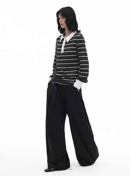 Striped Knit Polo Pullover (2color)
