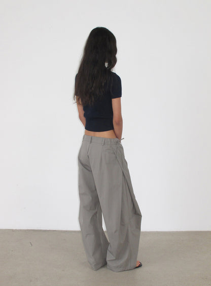 Asymmetrical Waist Wide-Leg Pants