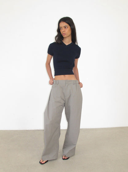 Asymmetrical Waist Wide-Leg Pants