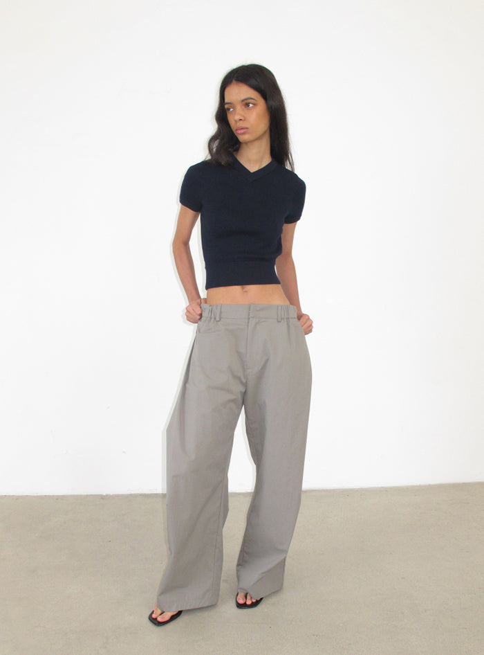 Asymmetrical Waist Wide-Leg Pants