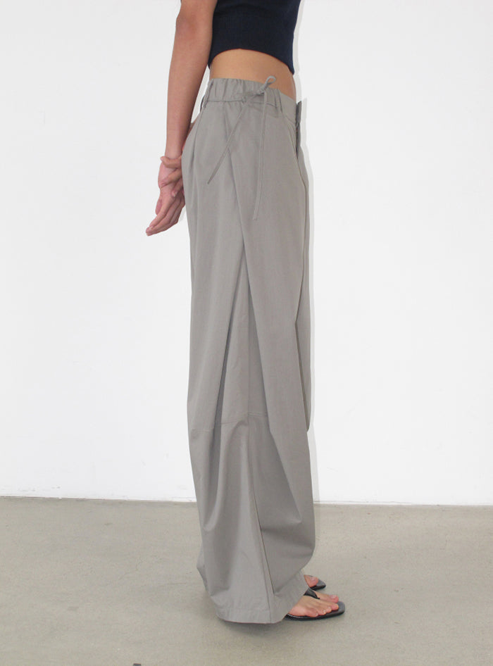 Asymmetrical Waist Wide-Leg Pants