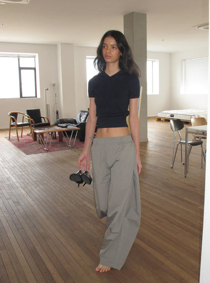 Asymmetrical Waist Wide-Leg Pants