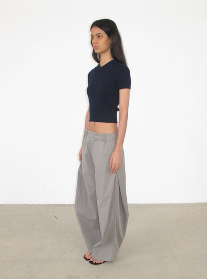 Asymmetrical Waist Wide-Leg Pants