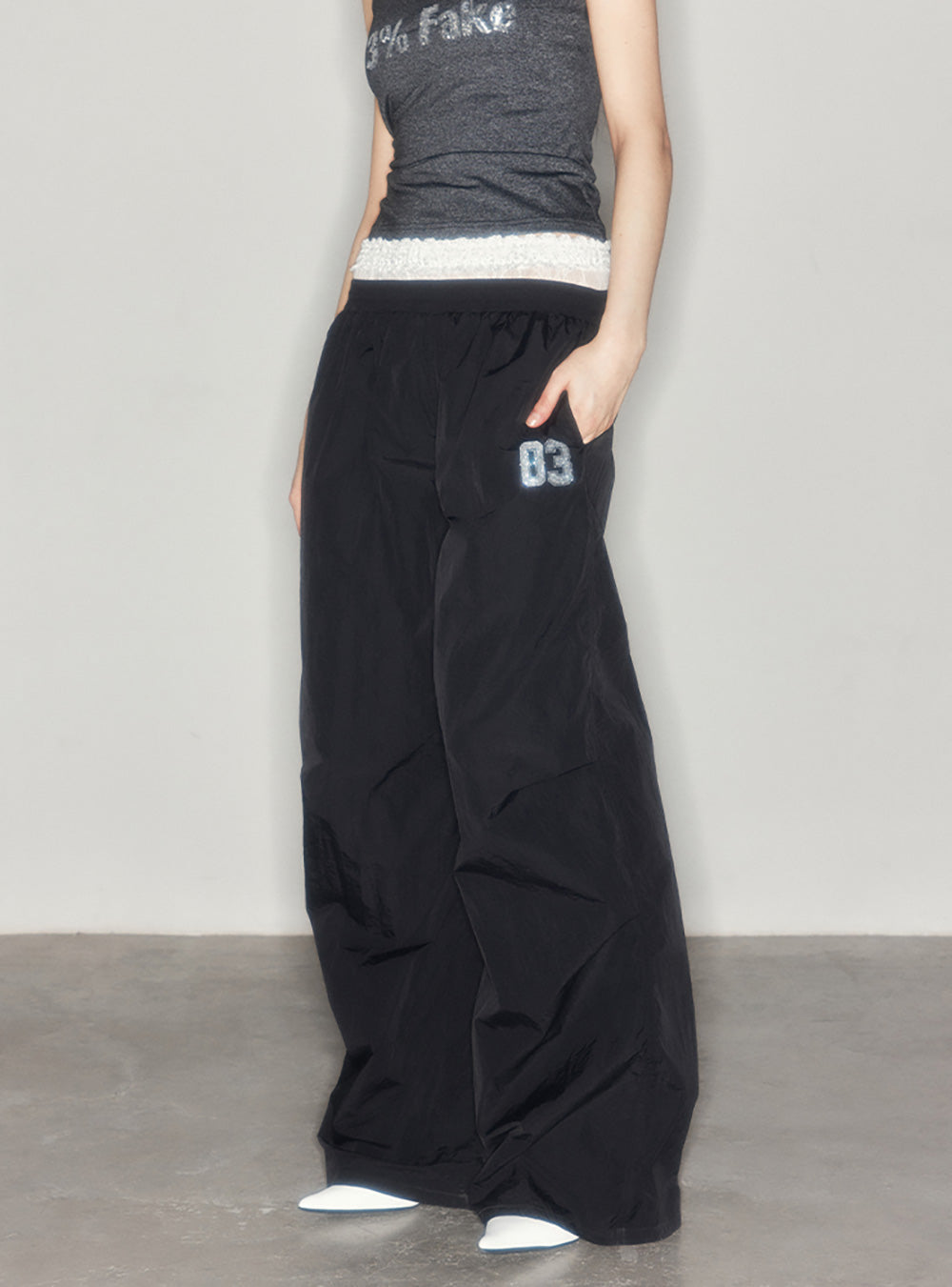 Double Waistband Wide-Leg Pants
