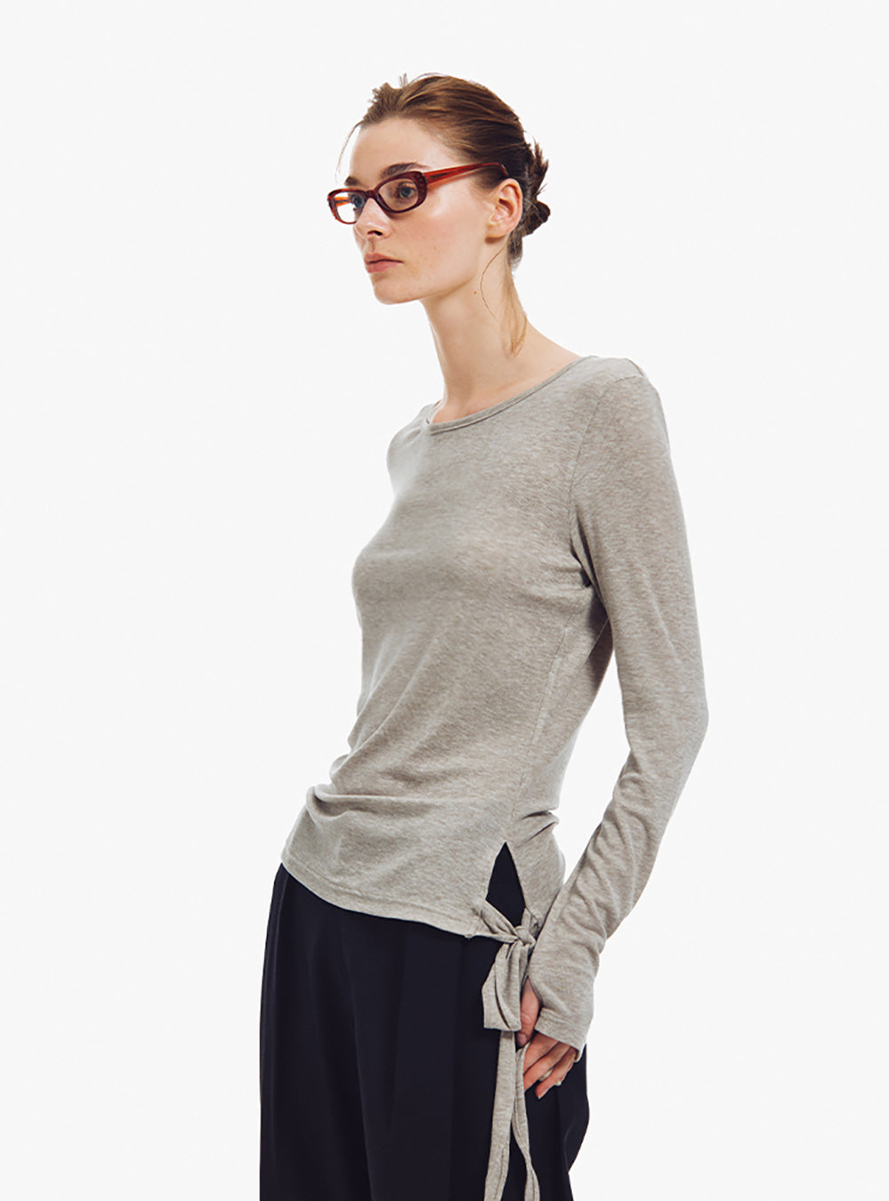 Layered Wool-Blend Long Sleeve T-Shirt (2type)